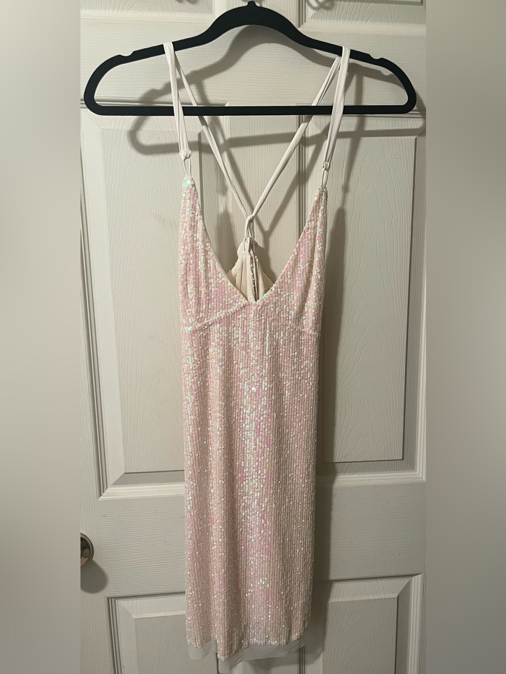 Free People Sequin Slip Dress in Iridescent Blush Pink